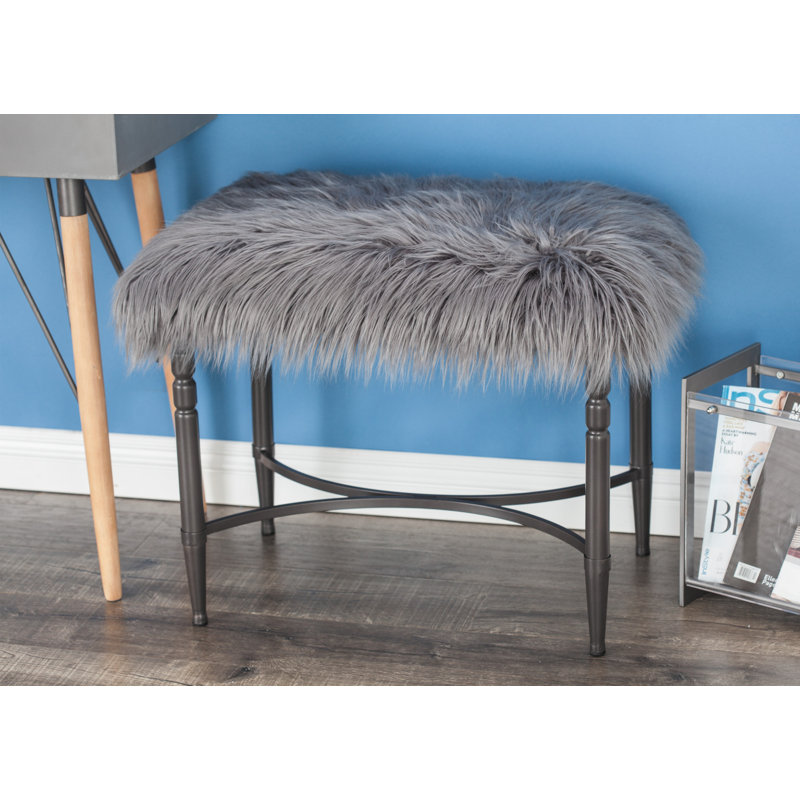 Askerby Solid Wood Accent Stool, Matte Gray