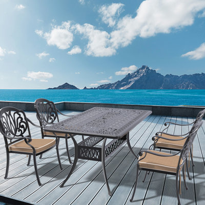 Mobilier de patio noir avec coussins - structure en aluminium, corrosion, conception ergonomique toutes saisons, sièges confortables résistants aux intempéries
