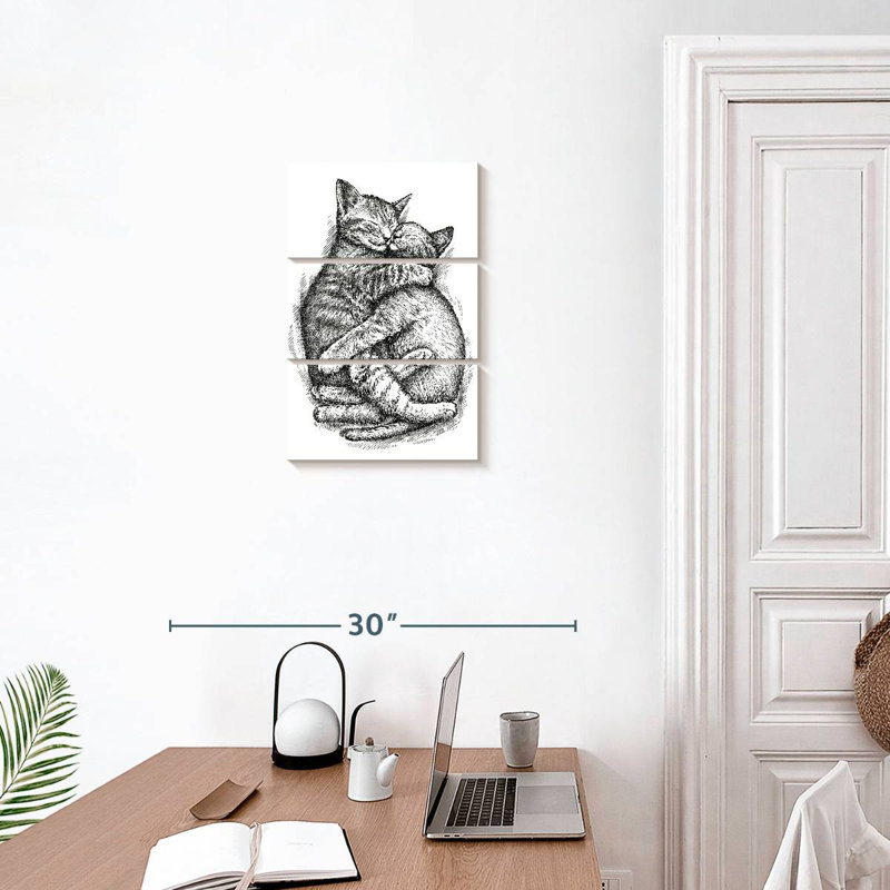 Brampt Two Cuddling Cats, 57" H x 36" W