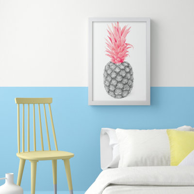 Black And Pink Pineapple Abstract - Print