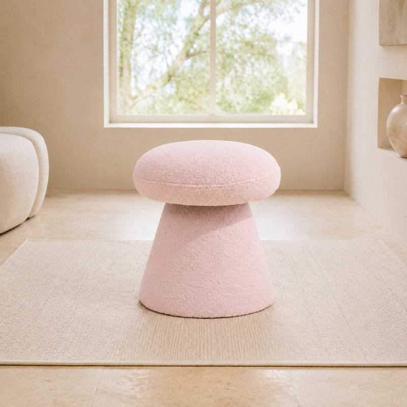 Repose-pieds pivotant rembourré en tissu Mushroom Teddy