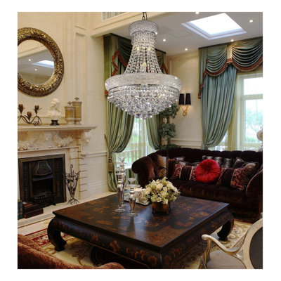 Plafonnier DEL Adagio Empire de 66 cm (26 po) en cristal argenté avec accents de cristal importé