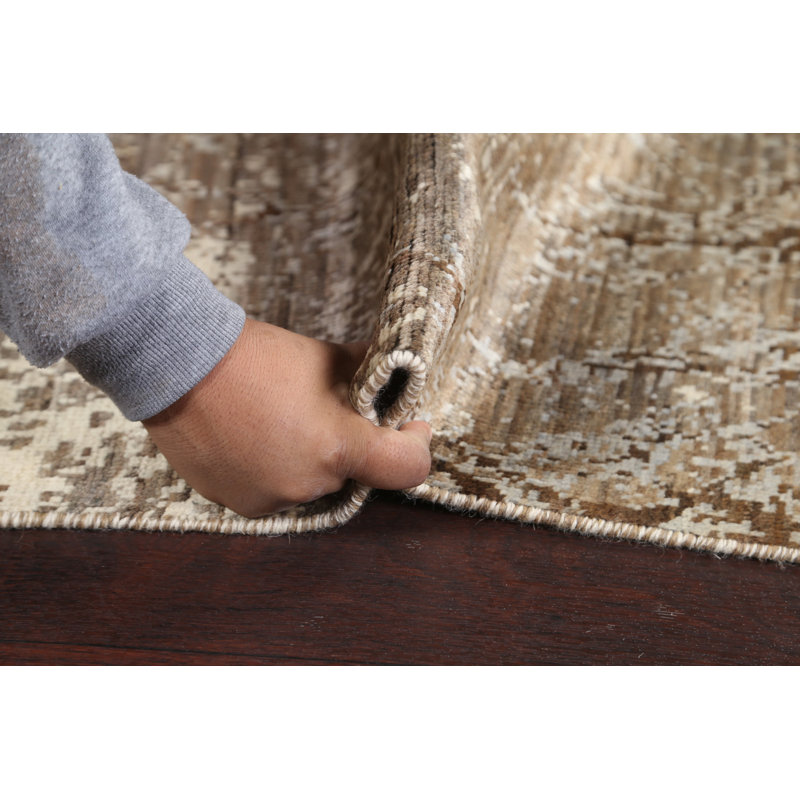 Tapis multicolore en laine noué à la main de conception unique 5 pi 6 po x 7 pi 10 po Fabii