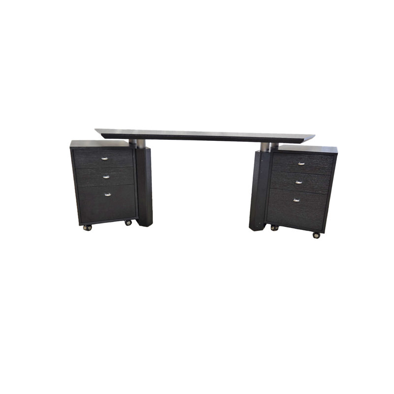 Bali Black Veneer Curved Executive Desk, Wenge