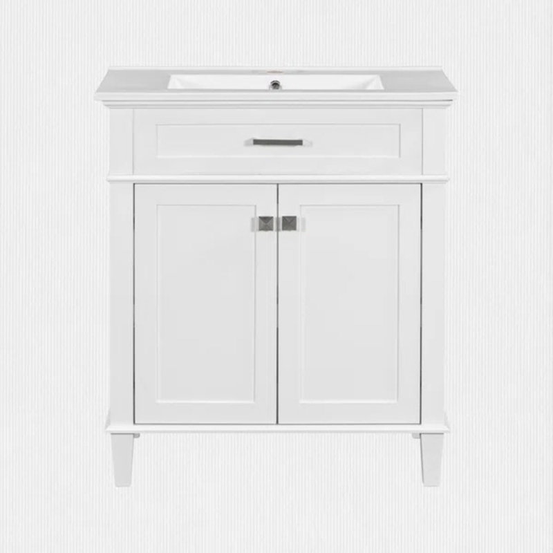 30" Sink Vanity with Adjustable Shelf, White