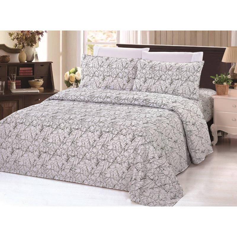 Modern & Contemporary Rayon Floral Duvet Cover, King