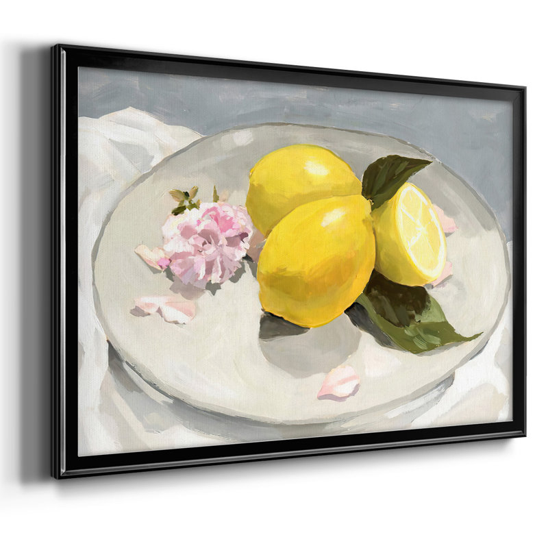 Citrons sur une assiette II, H 14 po x l 20 po x P 1,5 po, Noir