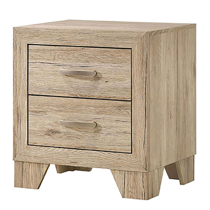 Table de chevet Natural 2 avec glissières de tiroir simples et poignée fonctionnelle pour chambre à coucher en métal
