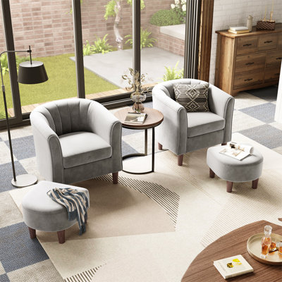 Fauteuil demi-tonneau rembourré avec repose-pieds 27,4 po Torince