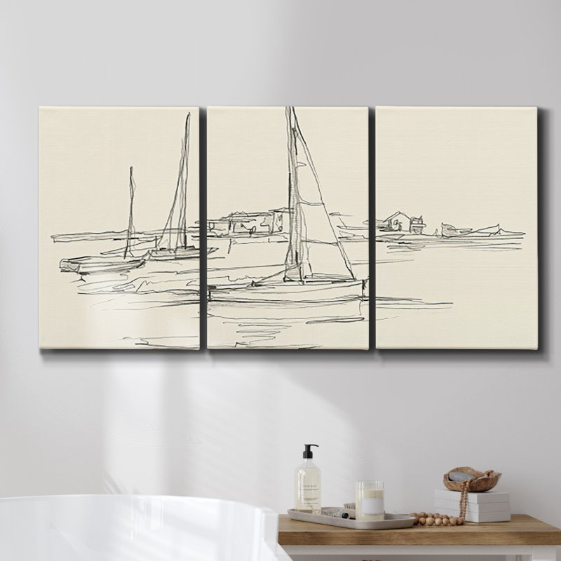 Motif de feuille I sur toile, 3 pièces