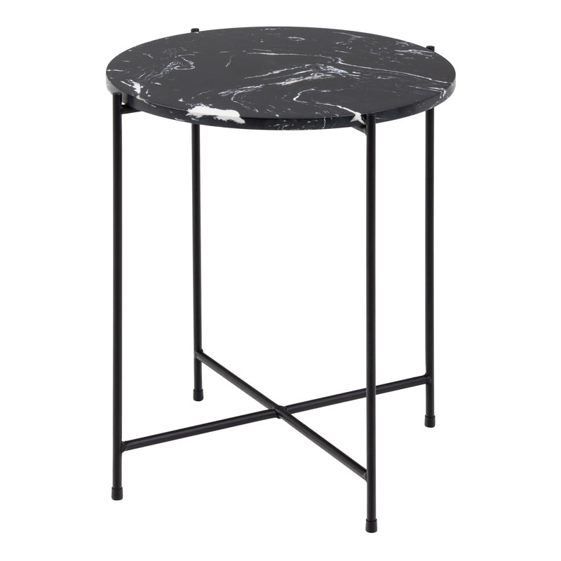 Side Table with Marble Top 42x45cm, Black Marble