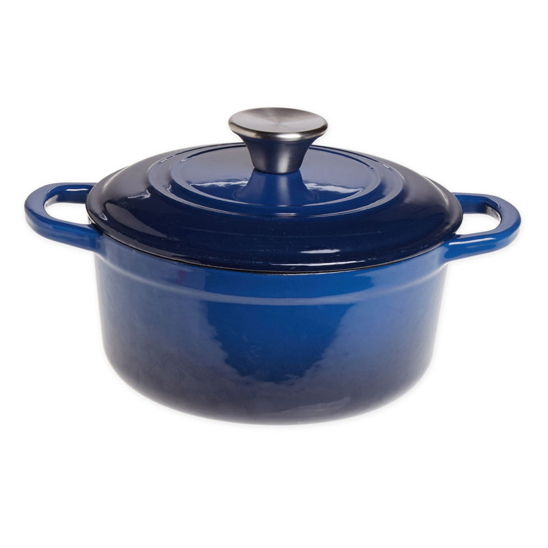 Cocotte en fonte émaillée avec couvercle, 3 pte, gris
