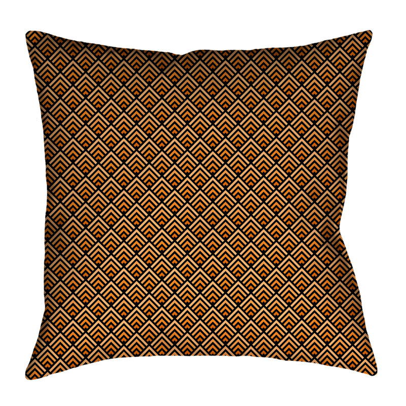 Katelyn Elizabeth Geometric Reversible Pillow Cover, 18" x 18", Black/Orange, Faux Suede