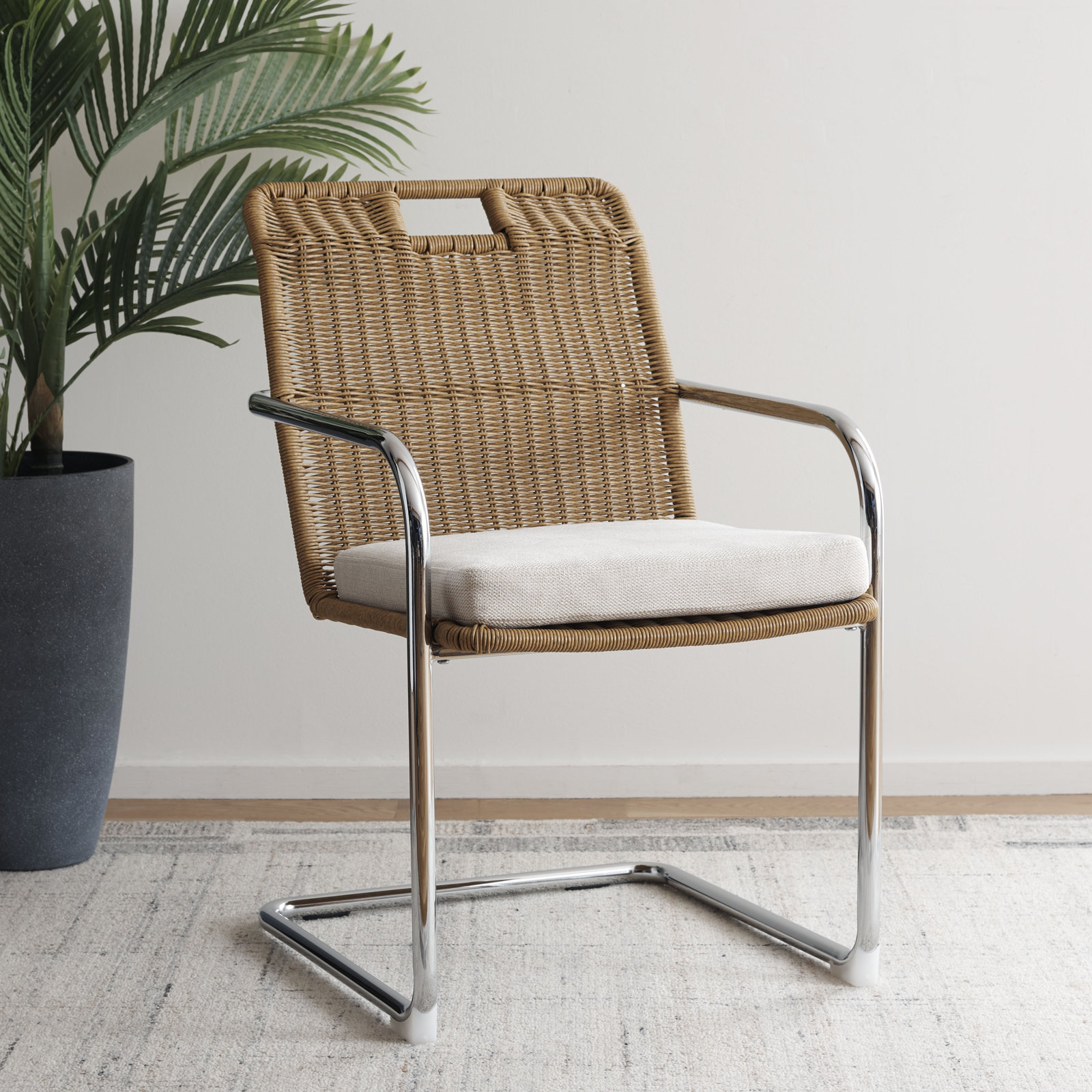 Liesbeth Linen Dining Armchair, Cream Linen