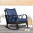 Outdoor Rocker Chair In Navy - Aluminum. With Motifs, Padded Seat, Robust Metal Base. Suits Patio. 35.5"H X 36.5"W 26.74"D Patio Rocking With Cushions Blue. Aluminum Porch Stylish , Crisscrossing