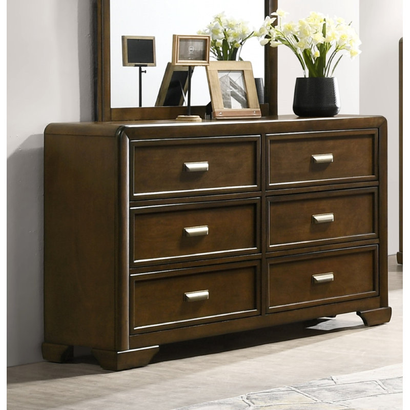 Mobilier de chambre à coucher en bois de style contemporain pour commode à 6 tiroirs 1pc