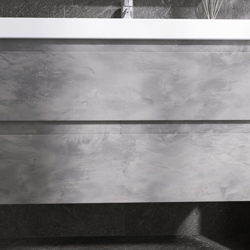 36" Single Sink Wall-Mounted Bathroom Vanity With Resin Basin, Stone Grey