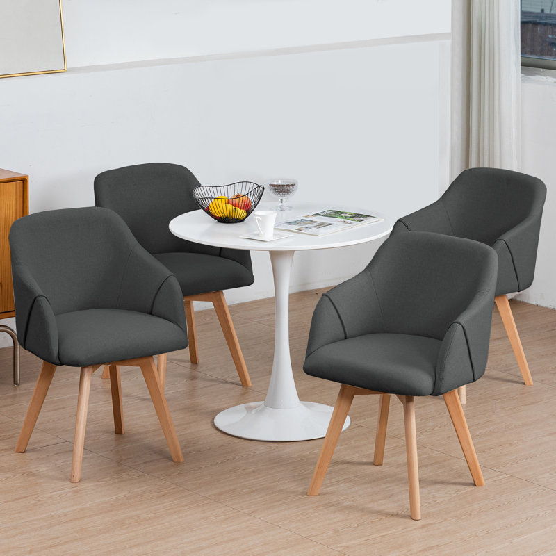 Swivel Linen Modern Upholstered Back Dining & Side Chair, Grey