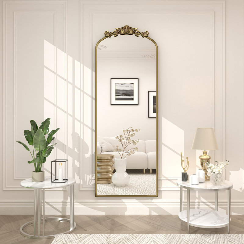 Miroir mural en verre trempé Amara, 65 po x 22 po, Doré