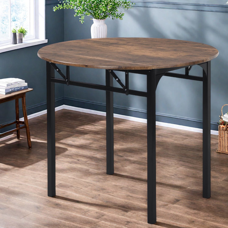 Table de salle à manger moderne peu encombrante, finition brun rustique, idéale pour les petites cuisines