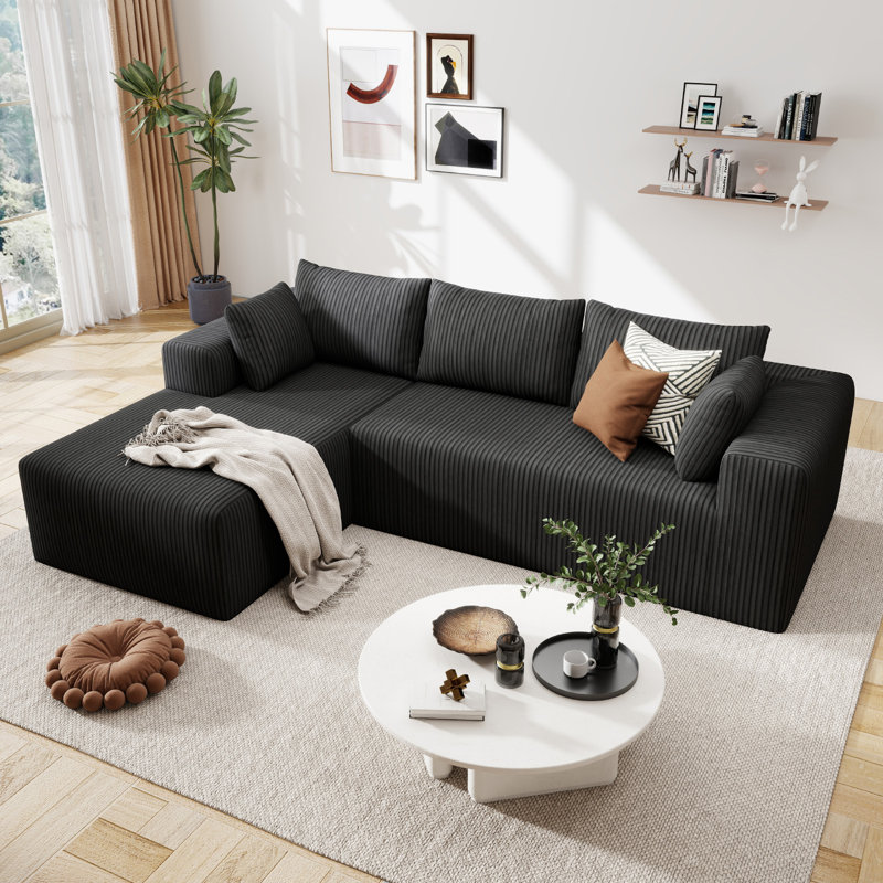 Boneless 105.5 ''Modular Sectional Sofa Couches L-Shape Couch 3 Seat Modular Sofa Memory Foam Sectional Couches For Living Room