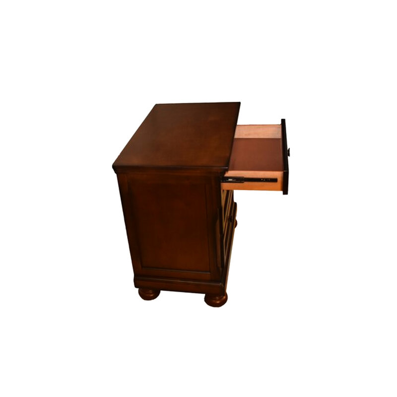 Table de chevet transitionnelle en noyer foncé 3 avec porte-bibelot caché