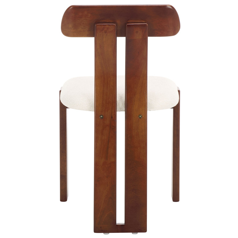 Cayde Boucle Seat Dining Chair, Cream/Walnut