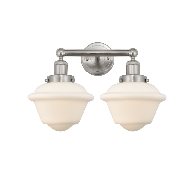 Éclairage pour meuble-lavabo à 2 lumières à intensité variable Grourke, Blanc mat, Nickel satiné brossé