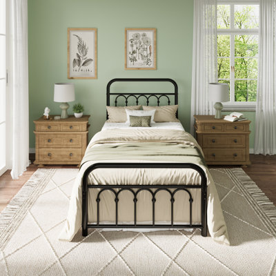 Vintage Style Metal Platform Bed Frame With Arch-Design Headboard And Footboard by August Grove
