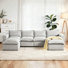 Canapé modulaire rembourré en chenille de 6 pièces avec repose-pieds amovible - entièrement comprimé, aucun assemblage requis