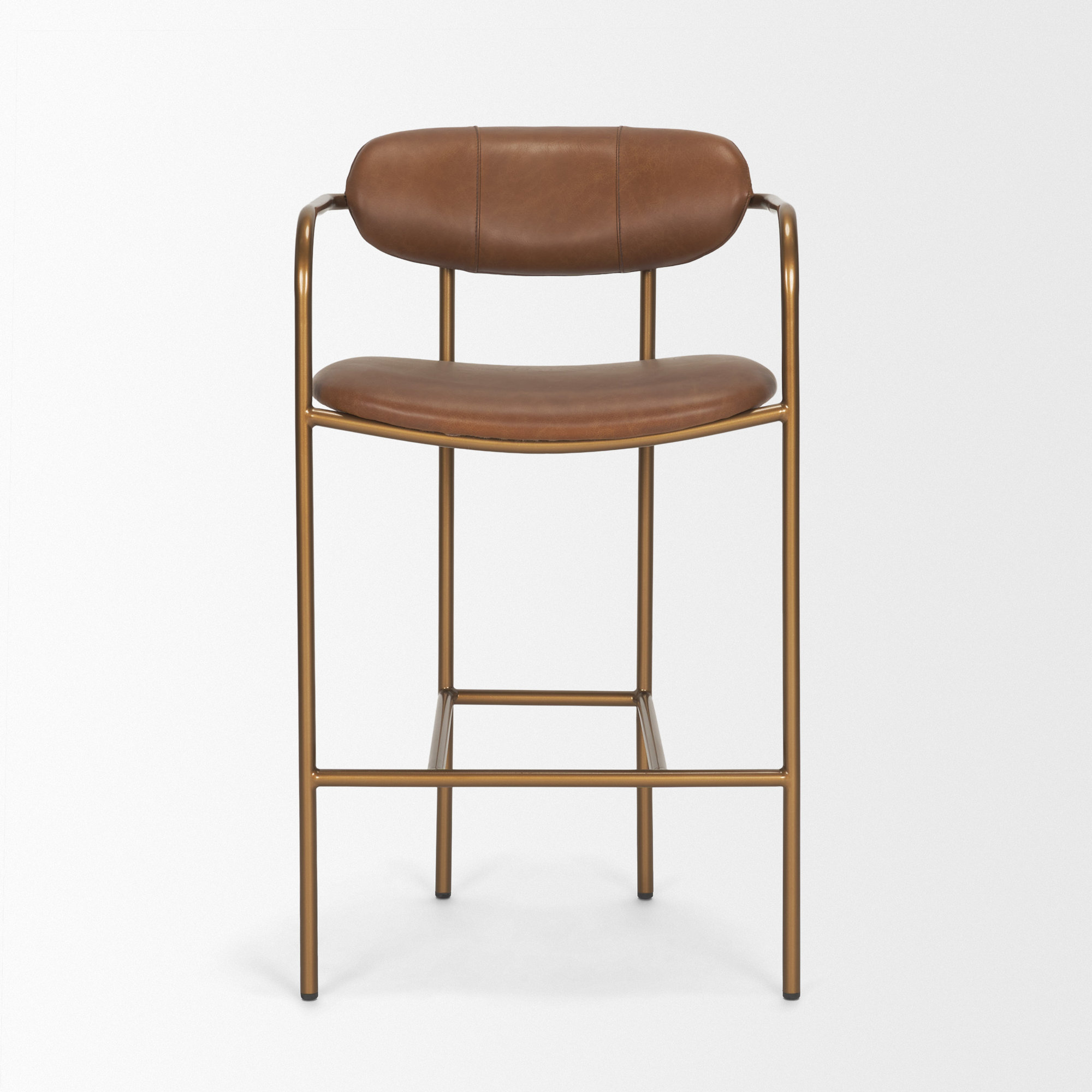 Belarus Fabric Seat Stool, Counter Stool (26.5" Seat Height), Brown, Gold