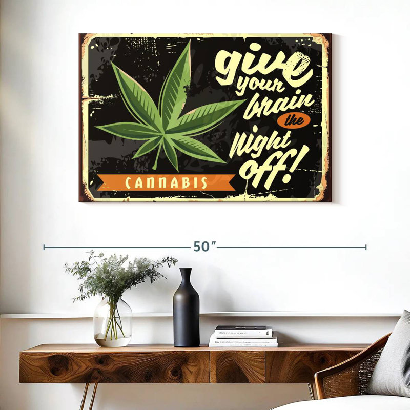 Soirée de marihuana, H 26 po x l 39 po