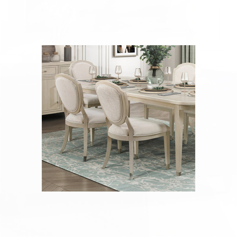 Ensemble de 2 chaises d'appoint Olto, chêne blanc clair, chenille ivoire
