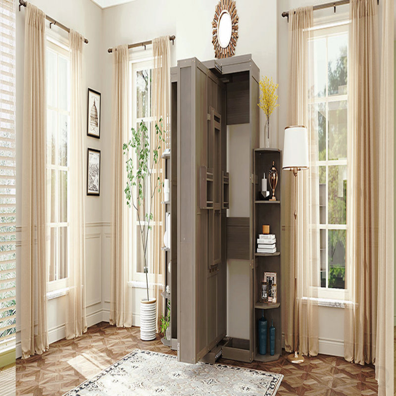 Lit escamotable double rotatif avec armoire murale cachée, deux tablettes latérales à 3 niveaux, bureau convertible, supports de rangement supplémentaires, lit mural multifonctionnel peu encombrant pour le bureau à domicile et les petites pièces, gris