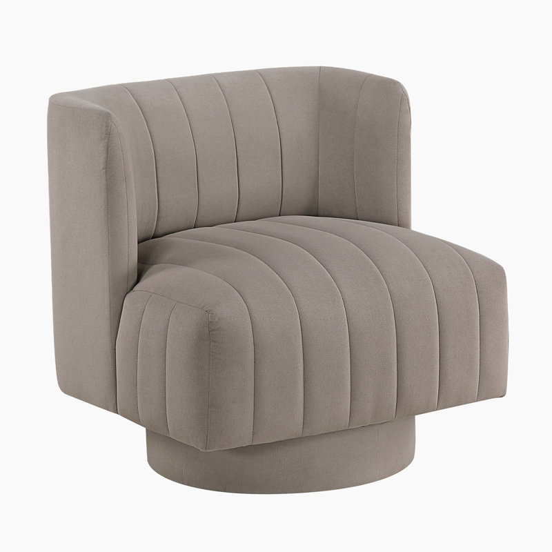 Ember 27.5" Modern & Contemporary Swivel Chair - Textured Swivel Chair Supportive Pocket Coil Seating, Elegant Channel Tufting