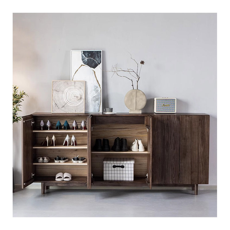 Dovetail Joint Solid Wood Shoe Cabinet with Adjustable Shelves