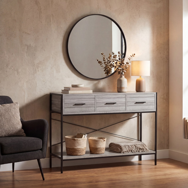 Sylvie 100Cm Console Table, Grey, Grey/Black