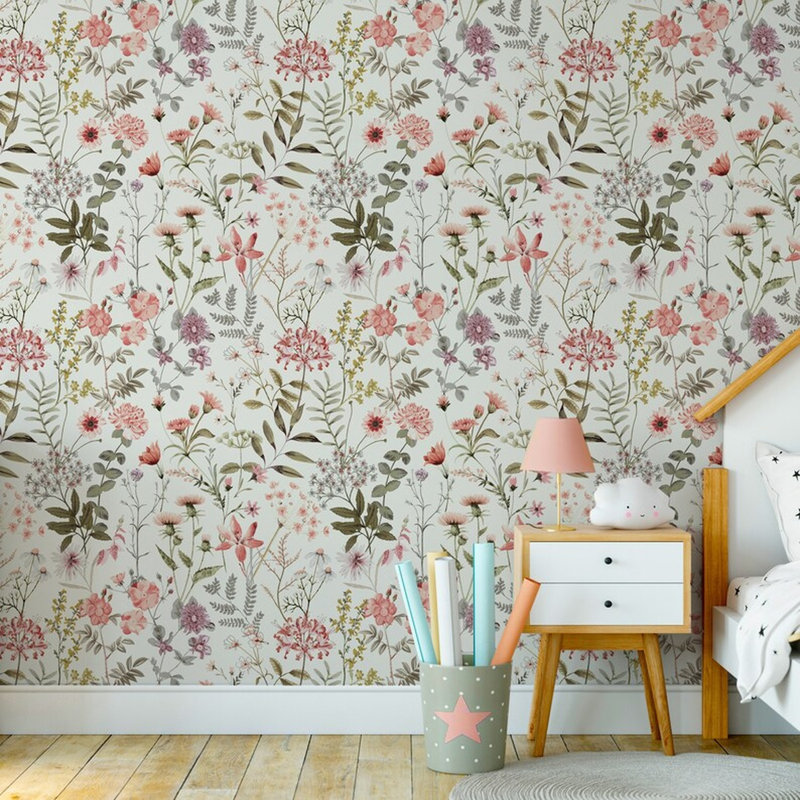 Jardin de fleurs fantaisiste, L 105,96 po x l 138 po