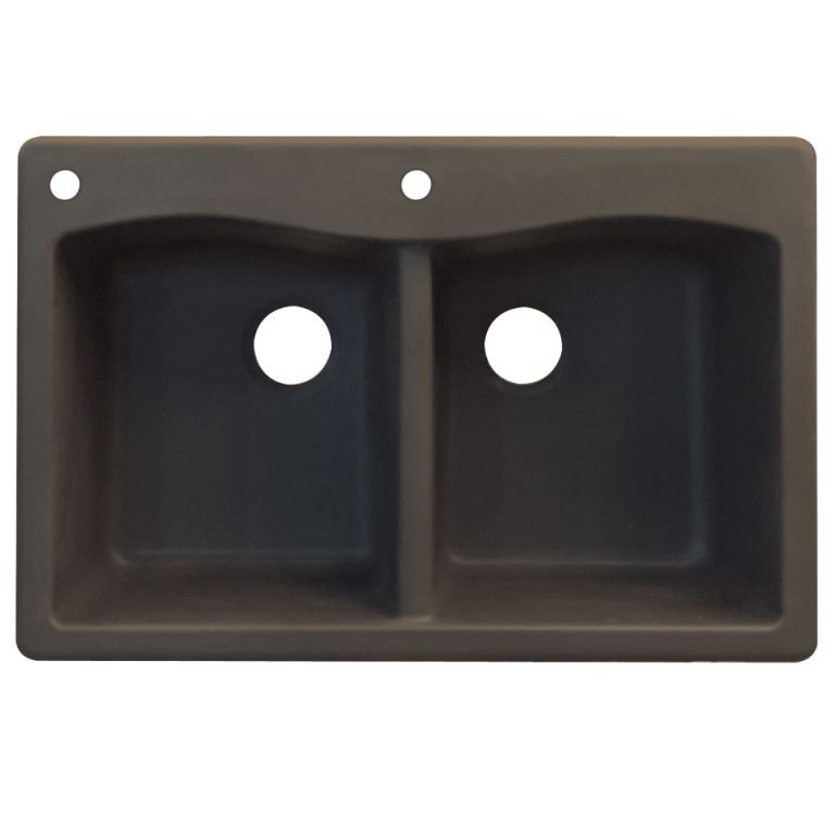 Évier de cuisine à double cuves l 33 po x l 22 po Aversa, 2 trous, Espresso