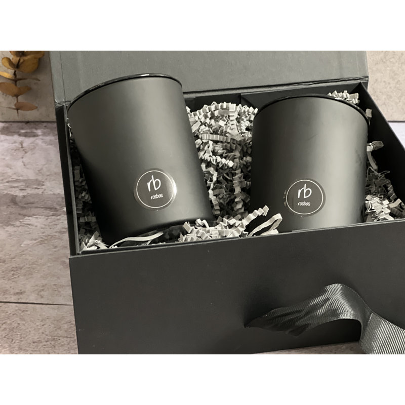 Ensemble-cadeau bougie parfumée framboise noire et vanille, Noir mat