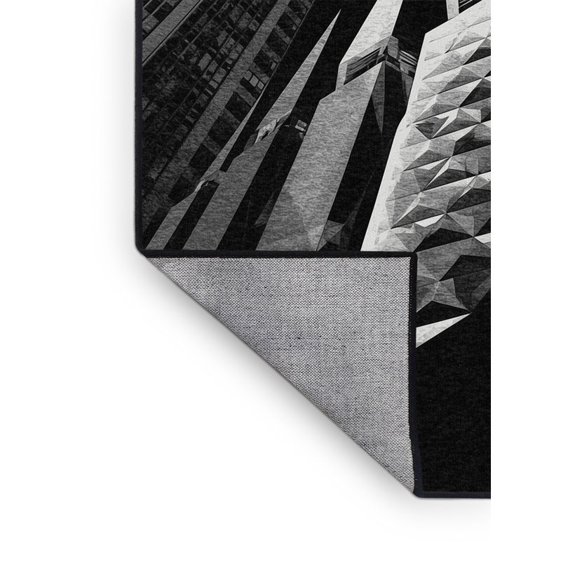Tapis géométrique moderne et contemporain lavable à la machine gris et noir Panameno, 3 X 5