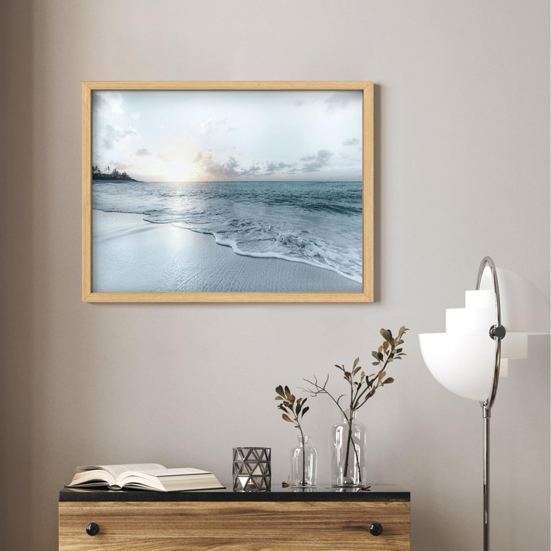 Petit coucher de soleil sur la plage, océan, Illustration moderne, petit décor, œuvre d'art moderne, H 8 po x l 10 po