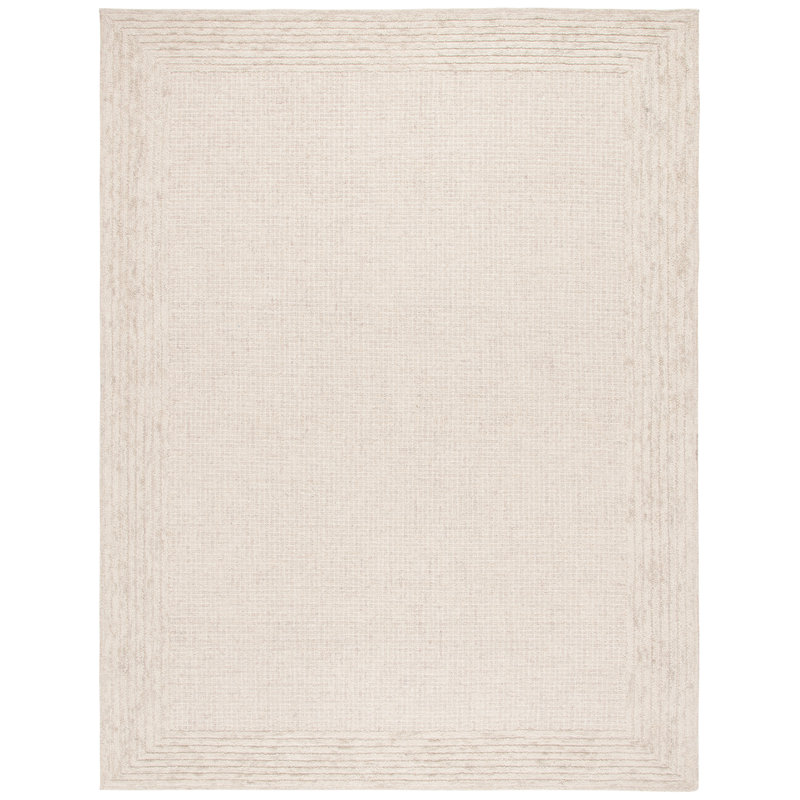Keldyn Ebony Hand Tufted Wool And Cotton Bordered Rug, Rectangle 8' x 10'