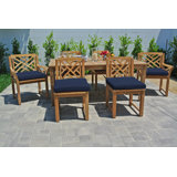 Monterey Outdoor 7 - Piece Teak Dining Set with Cushions