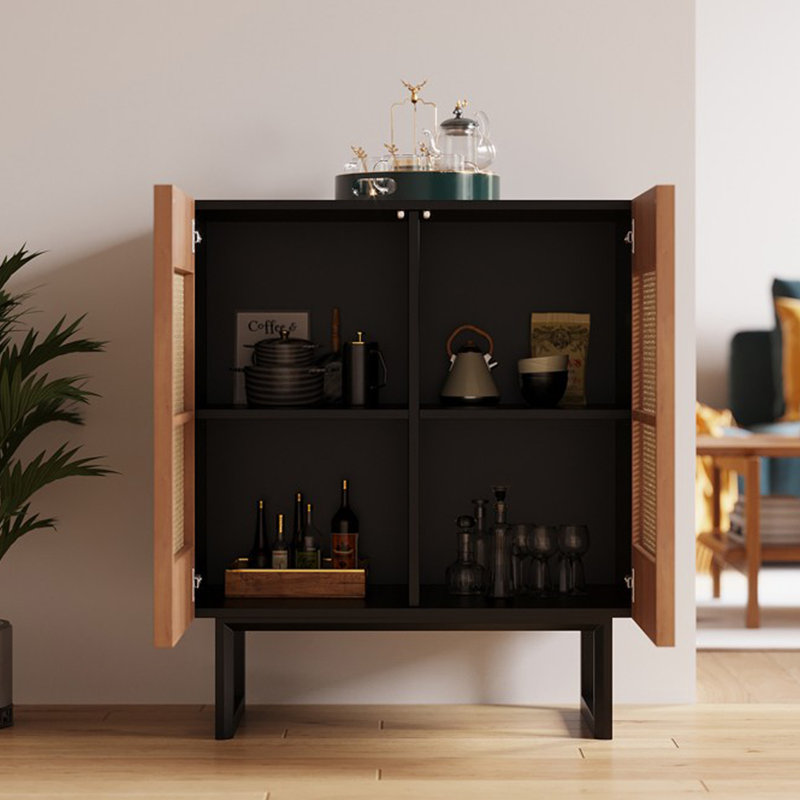 Vine Woven Minimalist Shoe Cabinet 8 Pair Solid Wood Shoe Storage Cabinet