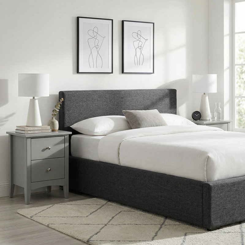 Set of 2 Como Grey 2-Drawer Bedside Cabinets