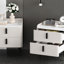 Ensemble de 2 tables de chevet, table de chevet avec 2 tiroirs et plateau de table en marbre, table d'appoint moderne pour la chambre à coucher, table de bout pour le salon, blanc-745337043