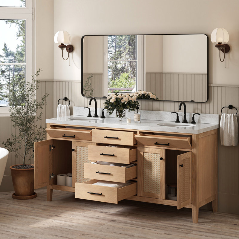 Meuble-lavabo double avec comptoir italien Broeder 73, Ovale