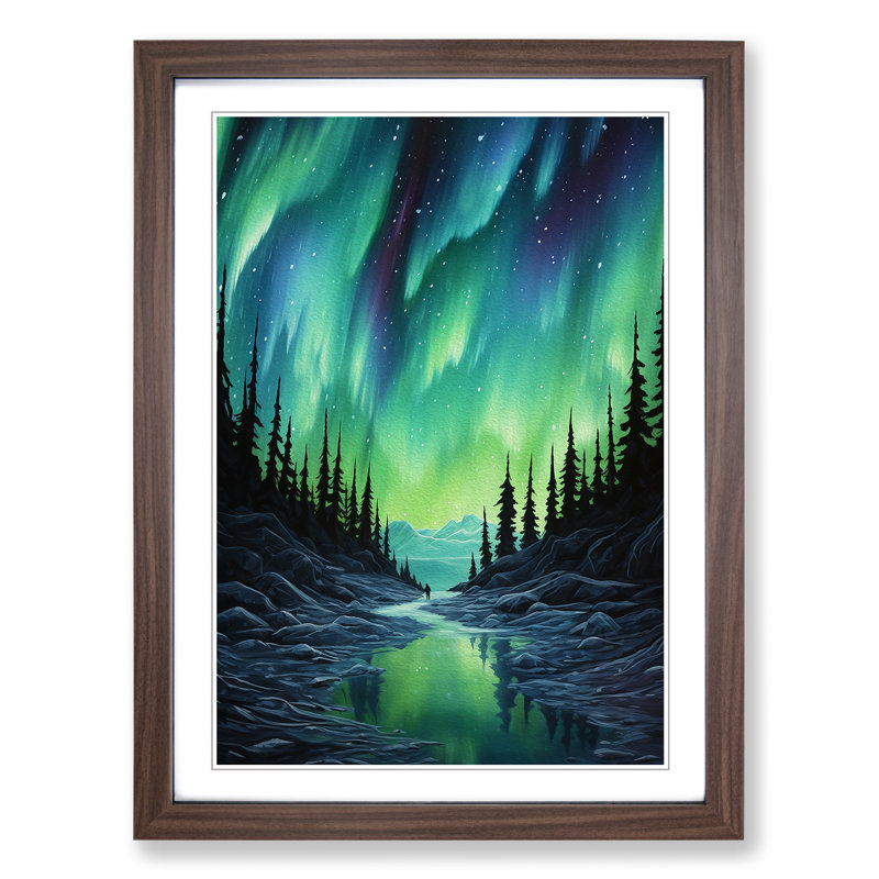 Single Picture Frame Print on Wood, 64cm H x 46cm W, Walnut Framed