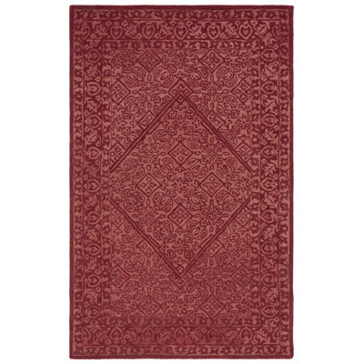 Balyeet Hand Tufted Wool/Cotton Oriental Rug in Red